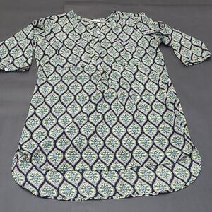 Fig & Flower Boho Patterned Women's Tunic Top - Blue and Green Size S